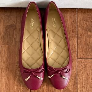 Michael Kors Wine Red Flats with Bow Accent